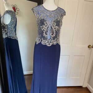 Navy Blue Beaded Formal Dress Size 12